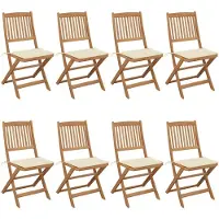 vidaXL Inklapbare stoelen 8 st met kussens massief acaciahout