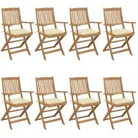 vidaXL Klapstoelen, 8 stuks, met kussens, gemaakt van massief acaciahout