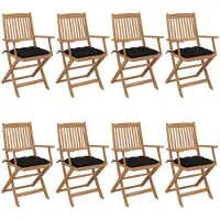 vidaXL Tuinstoelen 8 st inklapbaar met kussens massief acaciahout