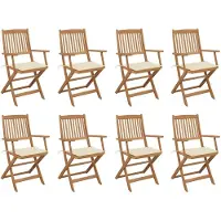 vidaXL Tuinstoelen 8 st inklapbaar met kussens massief acaciahout