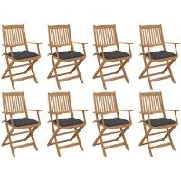 vidaXL Tuinstoelen 8 st inklapbaar met kussens massief acaciahout