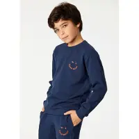 Woody huispak jongens short + pull - donkerblauw - 221-2-QLD-K/885 - maat 176