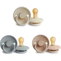 Frigg - Fopspeen - Natuurrubber Rope - Kleur Croissant - Cream - French Gray - Maat 1 - Leeftijd 0 tot 6 maanden