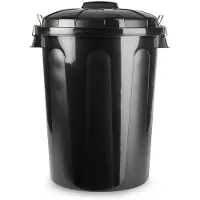 Forte Plastics Kunststof afvalemmers/vuilnisemmers zwart 70 liter met deksel - Prullenbakken