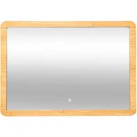 4Goodz Bamboe spiegel rechthoekig met led verlichting 47x66 cm -