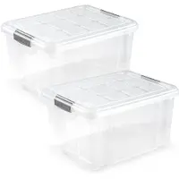 Forte Plastics 3x Opslagbakken/organizers met deksel 16 liter 40 cm transparant - Opbergbox
