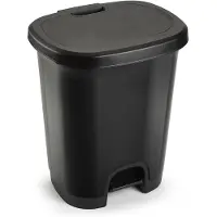 PlasticForte Kunststof afvalemmers/vuilnisemmers zwart 27 liter met pedaal - Pedaalemmers