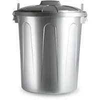 Forte Plastics Vuilnisbak/prullenbak - 51 liter - zilver - kunststof - losse deksel - Prullenbakken