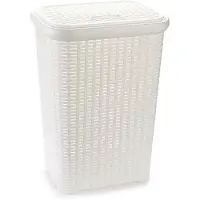 Forte Plastics Plasticforte Wasmand met deksel - 60L- wit - kunststof - 35x43x62 cm - Wasmanden