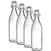 Bormioli Rocco beugelfles / waterfles - 4x - 1000 ml - transparant - weckfles - Karaffen