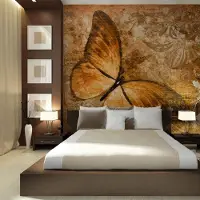 Artgeist Fotobehang – Behangpapier - Fotobehang - butterfly (sepia) 400x309 -