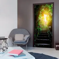 Artgeist Fotobehang – Behangpapier - Fotobehang voor deuren - Photo wallpaper - Stairs in the urban jungle I 100x210 -
