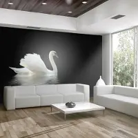 Artgeist Fotobehang – Behangpapier - Fotobehang - zwaan (zwart en wit) 400x309 -