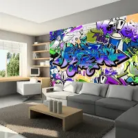 Artgeist Fotobehang – Behangpapier - Fotobehang - Graffiti: violet theme 350x245 -