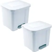 PlasticForte Pedaalemmer - 2x - 2-vaks - wit - 35 liter - 43 x 38 cm