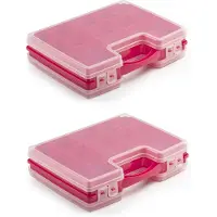 PlasticForte Opbergdoos - 3x - roze - kunststof - 28 x 21 cm - met deksel - opbergbox/sorteerdoos