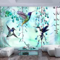 Artgeist Fotobehang – Behangpapier - Fotobehang - Flying Hummingbirds (Green) 400x280 -