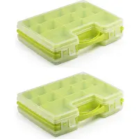 PlasticForte Opbergdoos - 4x - lime groen - kunststof - 28 x 21 cm - met deksel - opbergbox/sorteerdoos