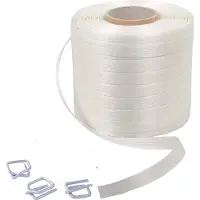 Kortpack - Omsnoeringsband/Polyesterband 16mm breed x 200mtr lang + 80 Gespen - Treksterkte: 450KG - In Dispenserdoos - (031.0215)