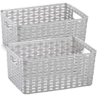 PlasticForte Opbergmand - 3x stuks - Kastmand - rotan kunststof - zilver - 6 Liter - 19 x 29 x 13 cm