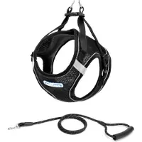Nobleza Hondentuigje met riem - Zwart M - B1.5 x L41-46cm