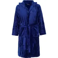 Badrock Kinderbadjas fleece - capuchon badjas kind - marineblauw - ochtendjas flanel fleece - maat XL (152/158)