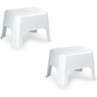 PlasticForte Keukenkrukje/opstapje - 3x stuks - 40 x 30 x 28 cm - wit - Keuken/badkamer verhoger - max 150 kilo