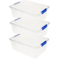PlasticForte Opbergbox met deksel - 5x stuks - 9 liter - transparant - kunststof - opbergkist