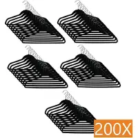 Relaxwonen Kledinghangerset 200 stuks - Non slip kledinghangers - Fluweel zwart