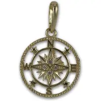 New Bling 9NBSAM-G210613 Gouden Hangertje - Dames - Kompas - 11,4 mm Doorsnee - Zirkonia - 14 Karaat - Goud