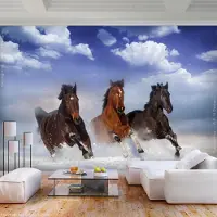 Artgeist Fotobehang – Behangpapier - Fotobehang - Horses in the Snow 400x280 -