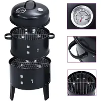 vidaXL 3-in-1 houtskoolgrill en rookoven, 40x80 cm