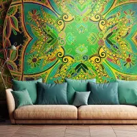 Artgeist Fotobehang – Behangpapier - Fotobehang - Mandala: Emerald Fantasy 400x280 -