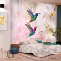 Artgeist Fotobehang – Behangpapier - Fotobehang - Colourful Hummingbirds (Pink) 250x175 -