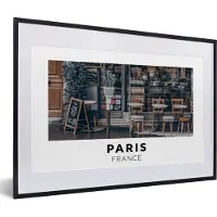 PosterMonkey Fotolijst incl. Poster - Parijs - Frankrijk - Café - 60x40 cm - Posterlijst