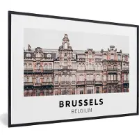 PosterMonkey Fotolijst incl. Poster - België - Brussel - Huizen - 60x40 cm - Posterlijst
