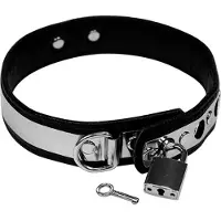 Rimba - Leder Halsband 3 cm breed met metaal en hangslot