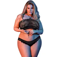 Exposed Magic Silk - Halter Bandeau & Panty Set - Black