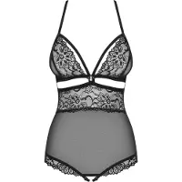 Obsessive Teddy Open Kruis - Erotische Body - Maat S/M - Zwart