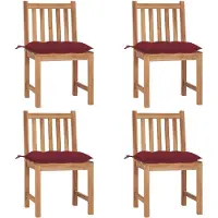 vidaXL Tuinstoelen 4 st met kussens massief teakhout