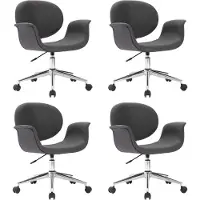 vidaXL Eetkamerstoelen 4 st draaibaar stof grijs