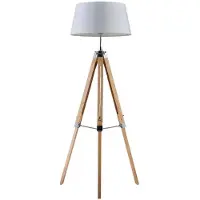 LINDBY Vloerlamp Katie, wit / opaal, Woon-/ Eetkamer, Hout, Scandinavisch, vloerlamp hout