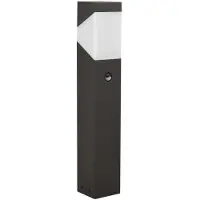LUCANDE sokkellamp Kiran, 60 cm, sensor, grijs, IP44, E27 dimbaar, zwart, Aluminium, Modern