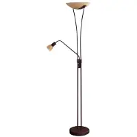 LINDBY Felicia uplighter met leeslamp, roest, bruin / roest, Woon-/ Eetkamer, metaal, Landelijk, vloerlamp
