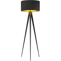 LINDBY Vloerlamp Benik, zwart, Woon-/ Eetkamer, Textiel / Stof / Zijde, Modern, vloerlamp