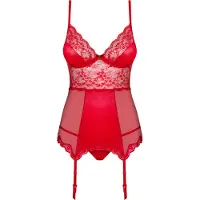 Obsessive Lovica - kanten jarreteltop en string (rood)