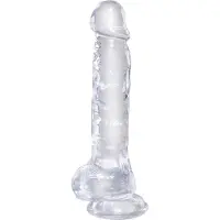 King Cock Clear 8 - dildo met zuignap en ballen - transparant 20cm