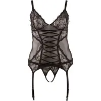 Cottelli - Dames top - Kant met lint - Zwart - XXXXL