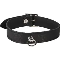 Rimba - Nappa Lederen Verstelbare Halsband Met Kleine O-Ring - Breedte 2.5 cm