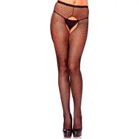 Huismerk Visnetpanty Met Open Kruis - Zwart
